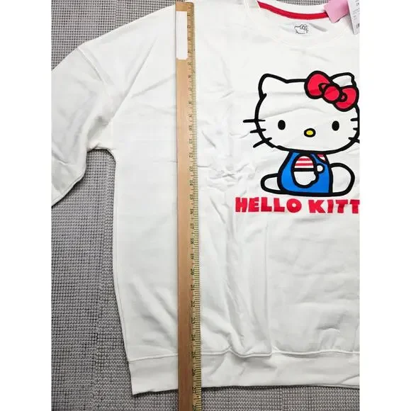 Hello Kitty by Sanrio Women's Cozy Graphic Sweatshirt Plus Size 2X White - Picture 4 of 9